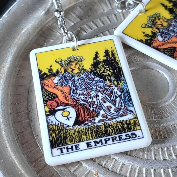 Tarot Card Design Earrings The Empress Oracle Archetype Conversation Starter - Picture 3 of 6